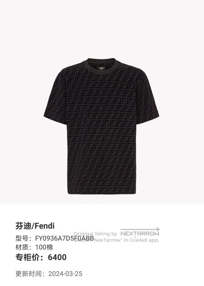 Fendi Fendi Black Velvet Logo Embossed Printed Jacquard Short Sl Size US XXL / EU 58 / 5 - 5 Thumbnail