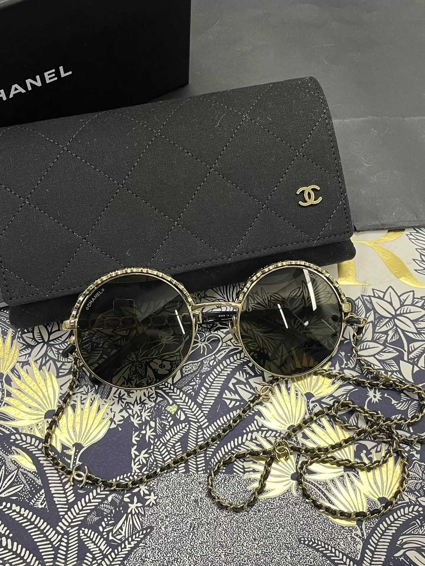 Chanel Chanel Leather Chain Full Logo Sunglasses Size ONE SIZE - 1 Thumbnail