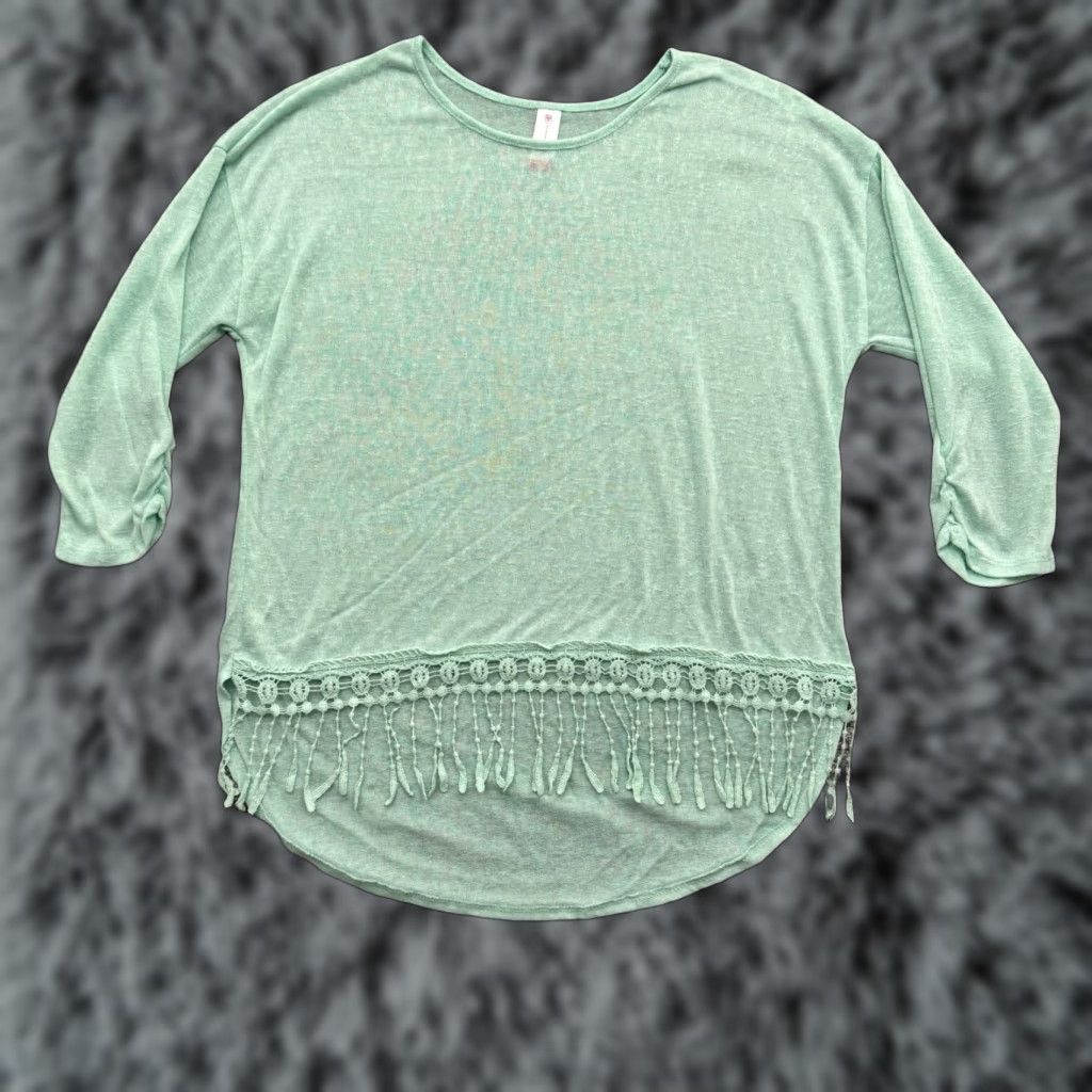 Vintage VINTAGE Lightweight Boho Sweater XXL 19 Fringe Semi-Sheer Open Knit Soft Girl Lace Pullover Women Juniors Green 19 Bohemian Size XXL / US 16-18 / IT 52-54 - 1 Thumbnail