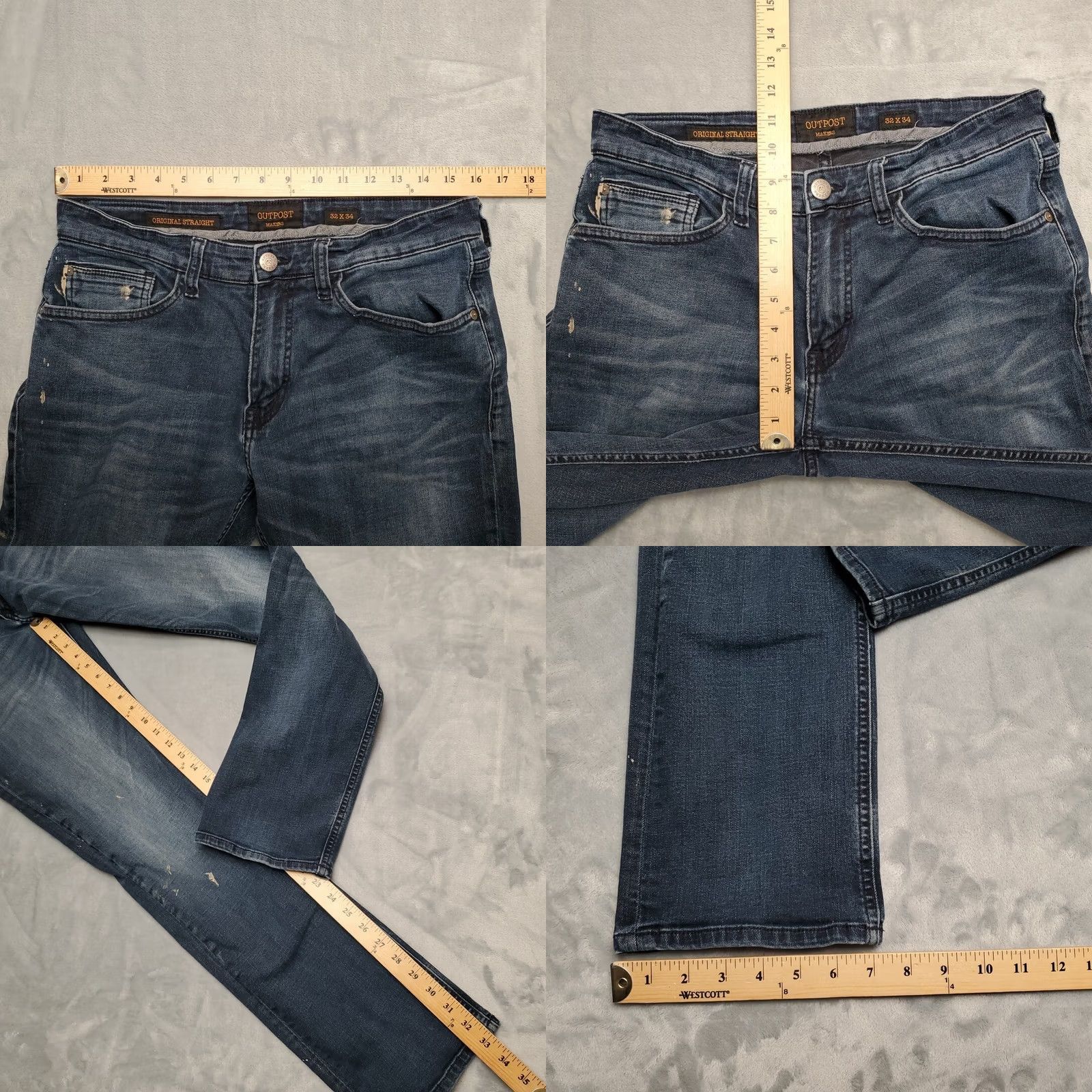 Vintage Outpost Jeans Mens 32x34 Blue Denim Stretch Cotton Blend Original Fit Shirt? Size US 32 / EU 48 - 8 Thumbnail