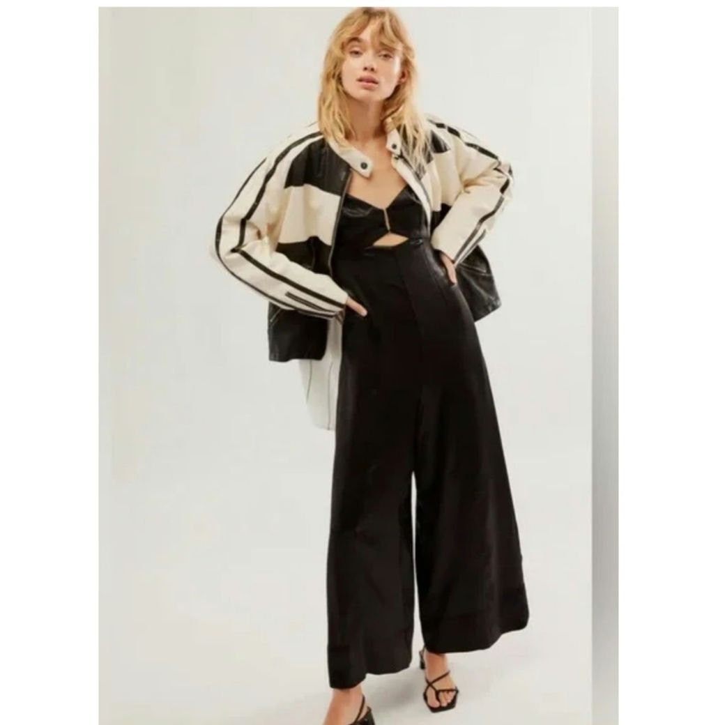 Free People New Abbie Jumpsuit SATIN $250 SIZE 2 Black Special Occasion Size 26" / US 2 / IT 38 - 3 Thumbnail