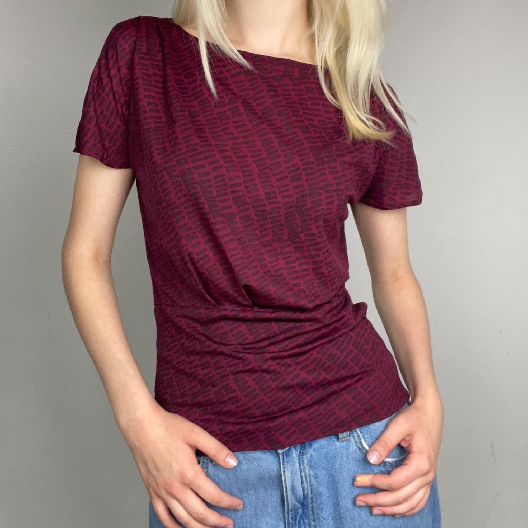 Other S - Y2K Mexx Burgundy Patterned Top Size S / US 4 / IT 40 - 1 Thumbnail