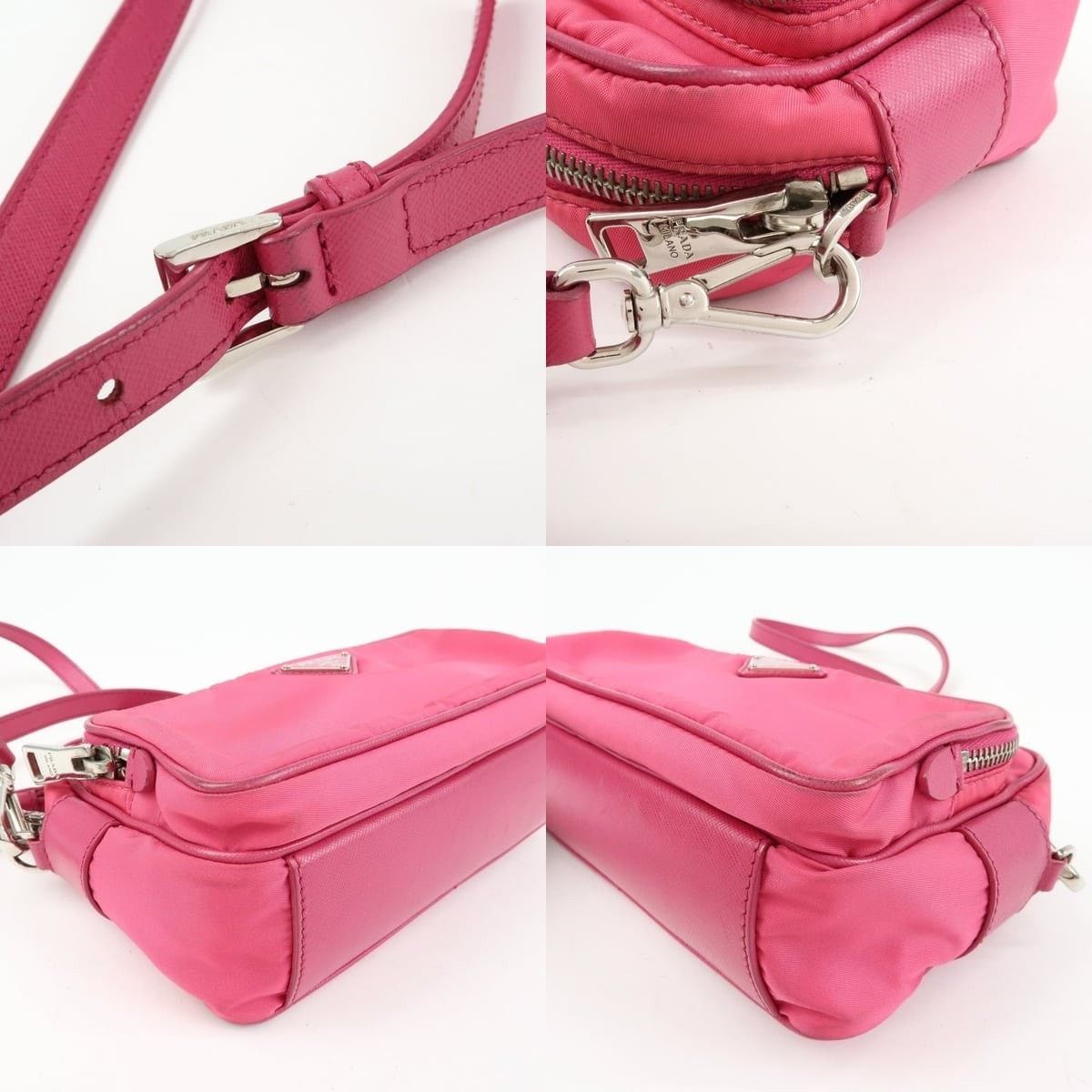 Prada Prada Triangle Logo Nylon Crossbody Bag Pink Size ONE SIZE - 4 Thumbnail