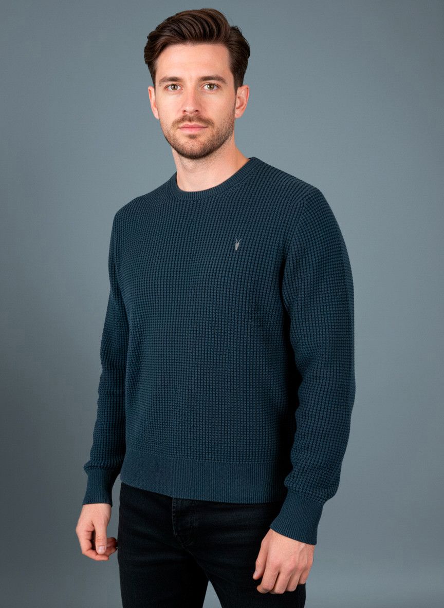Allsaints Allsaints Vintage Mens Knit Ribbed Blue Sweater Y2K XL Size US XL / EU 56 / 4 - 1 Thumbnail