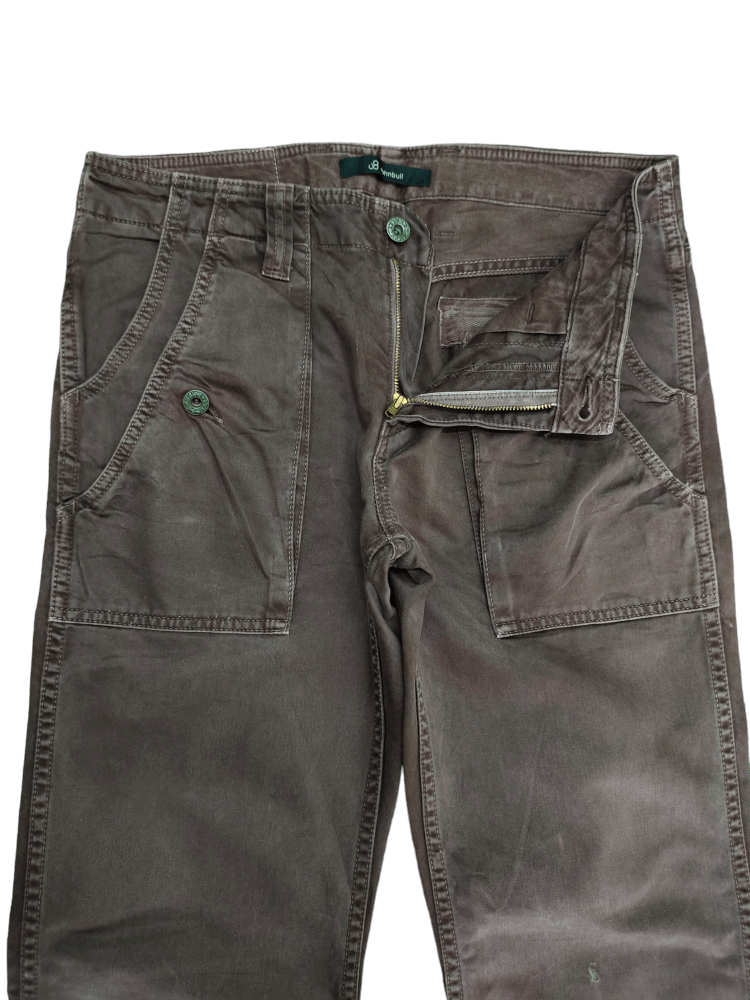 If Six Was Nine Flare Pants Johnbull Waxed Fatigue Multi Pocket Bootcut Size US 31 - 10 Thumbnail