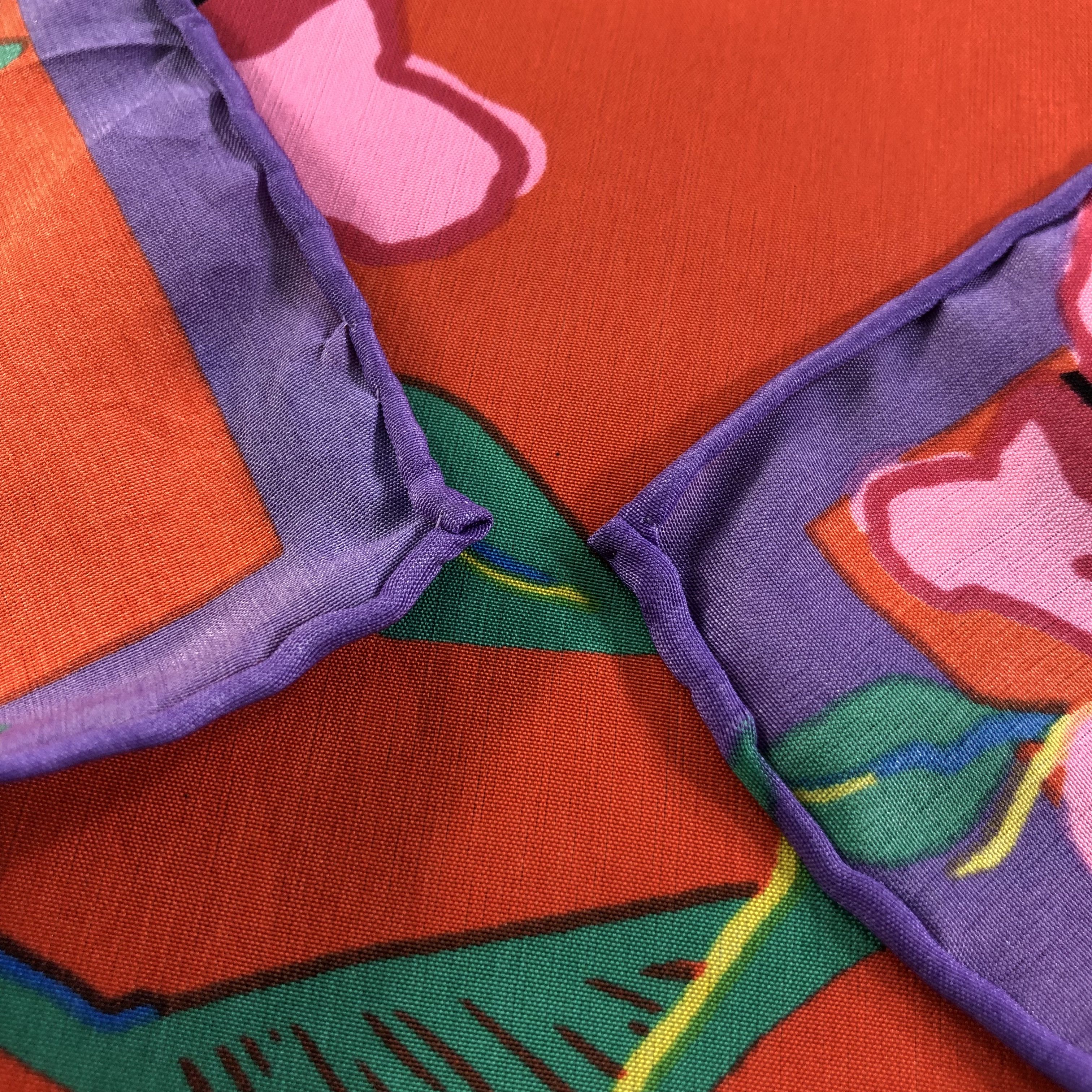 Vintage Luxury Floral Silk Scarf M949 Size ONE SIZE - 3 Thumbnail