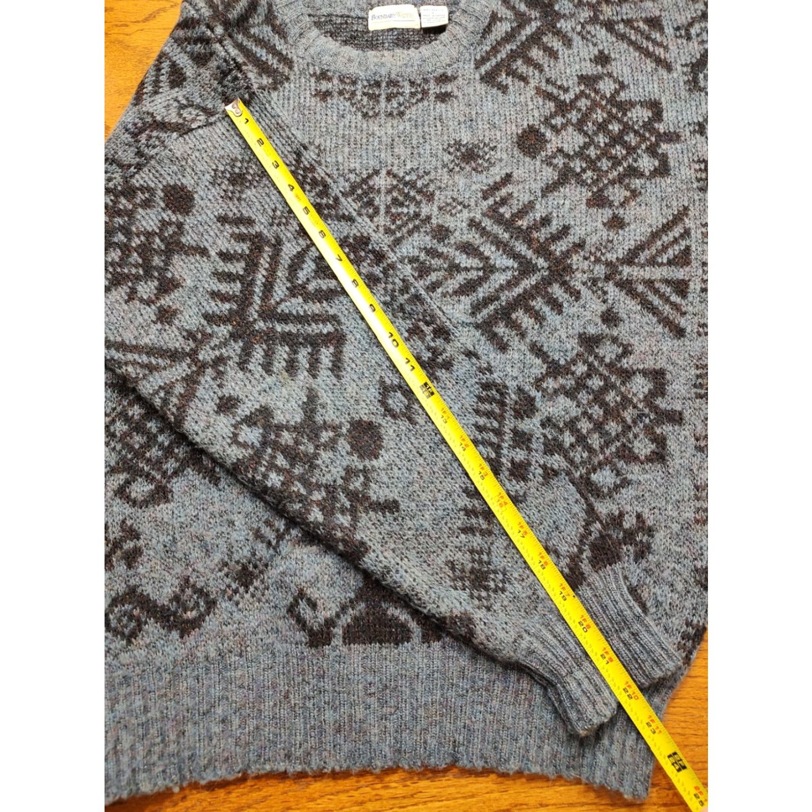 Vintage VINTAGE Boundary Waters Sweater Mens Large Blue Acrylic Geometric Knit Crew Neck Pullover Knit All Seasons 90s 80s Classic Mens Size US L / EU 52-54 / 3 - 7 Thumbnail