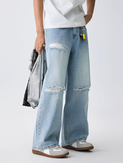 Japanese Brand × Jean Trendy high street loose oversize light blue ripped jeans Size US 32 / EU 48 - 2 Thumbnail