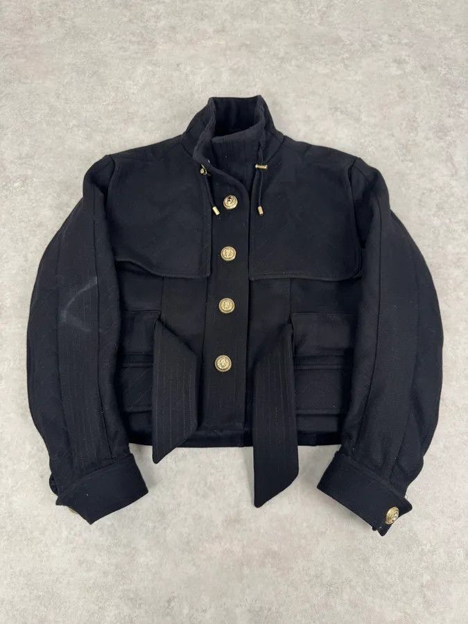 Balmain AW2014 Balmain Black Cropped Wool Buttoned Jacket Size S / US 4 / IT 40 - 1 Thumbnail
