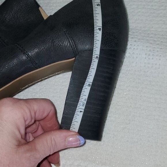 Designer Adam Tucker McKenna Black Leather Sz. 10 3" Heeled Open Peep Size US 10 / IT 40 - 5 Thumbnail