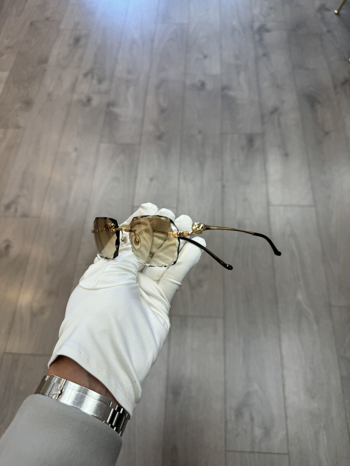Cartier Cartier Panther Pantherè Gold Diamond Cut Sunglasses Size ONE SIZE - 2 Thumbnail