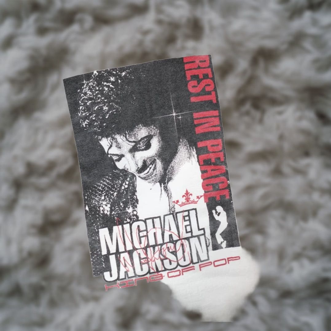 Port & Company VINTAGE Michael Jackson King Of Pop Graphic Print T Shirt Mens M White Slim Music 2000s Cotton Size US M / EU 48-50 / 2 - 1 Thumbnail