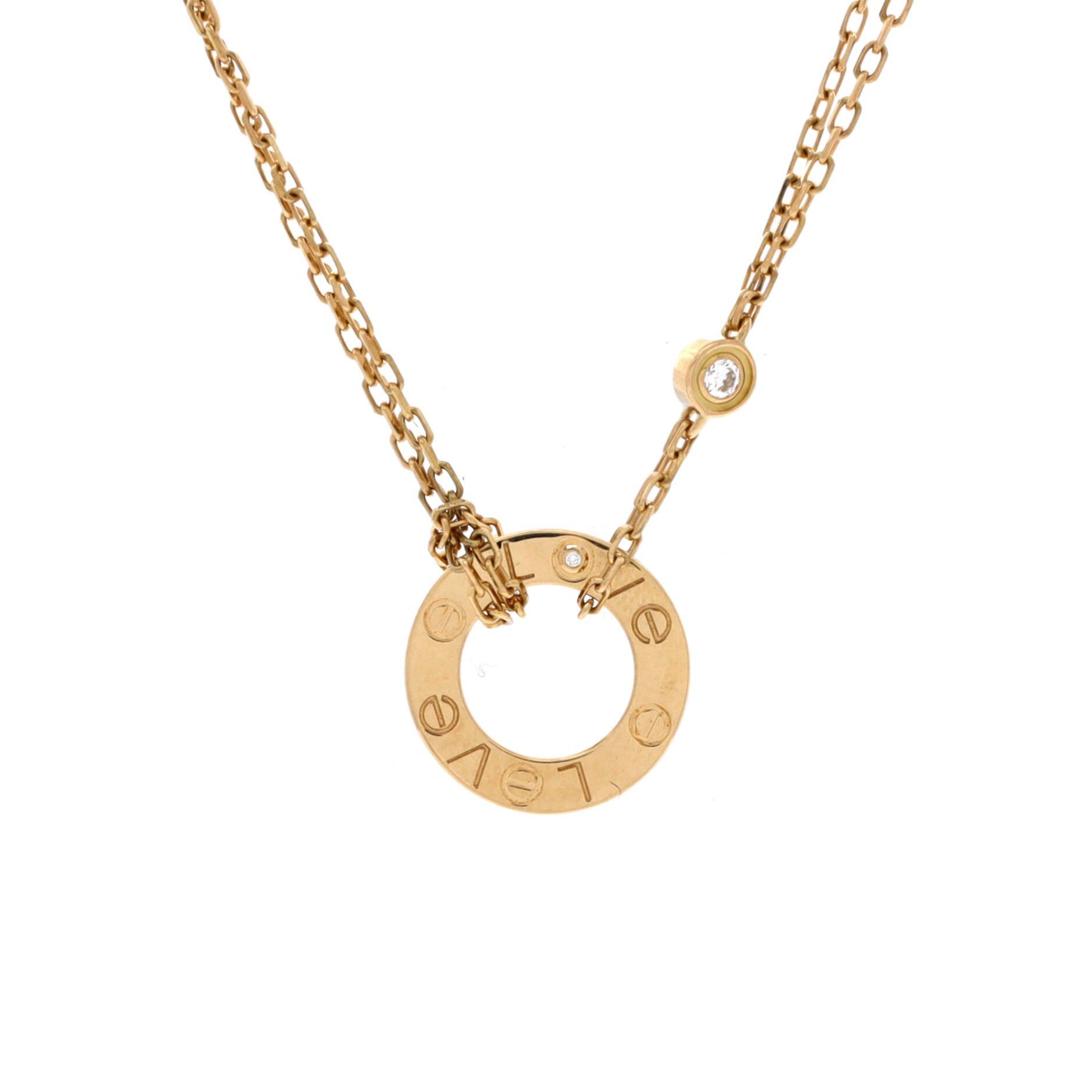 Cartier 2 Diamonds Love Pendant Necklace Size ONE SIZE - 1 Thumbnail