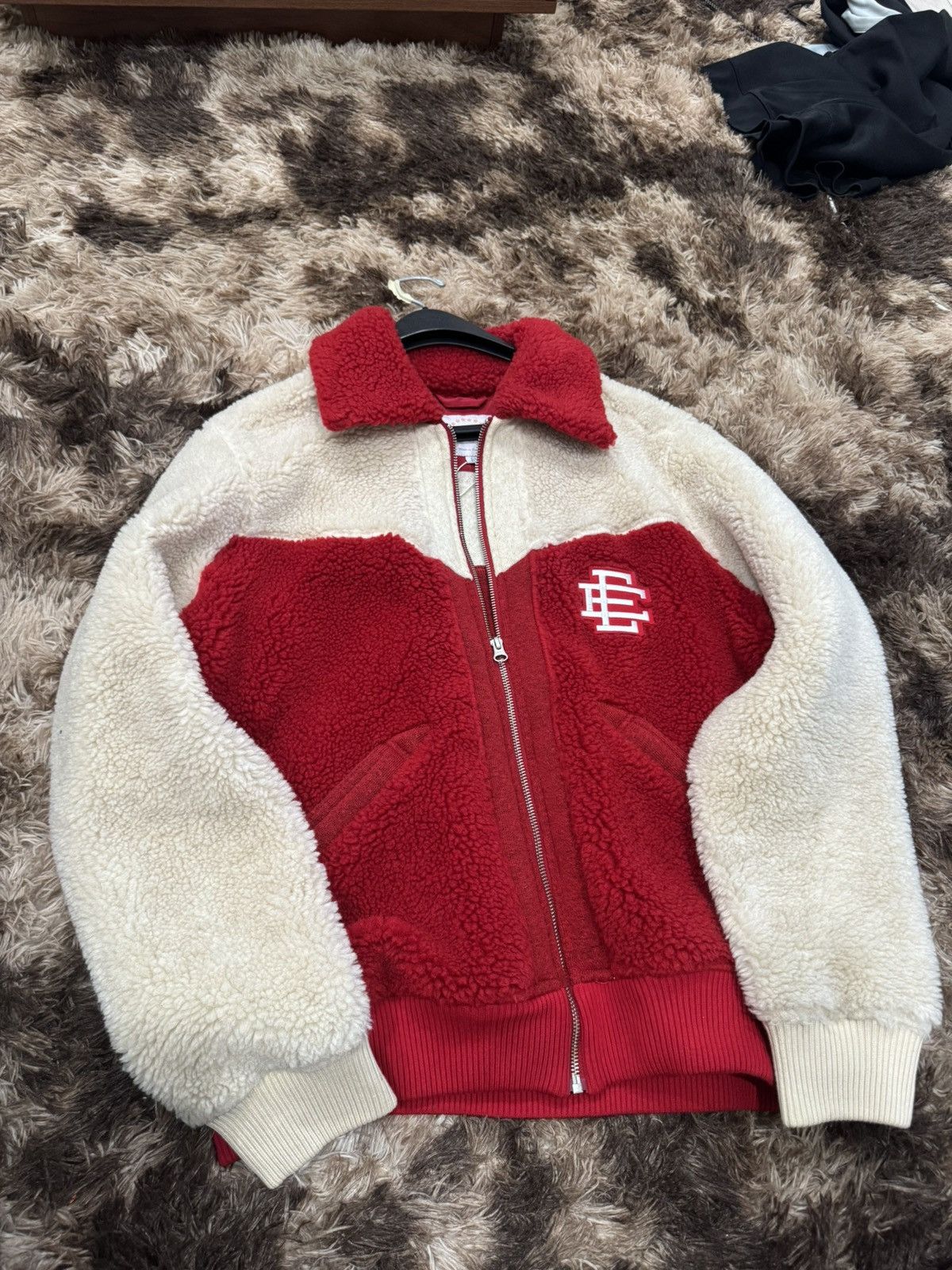 Eric Emanuel Eric Emanuel EE High Pile Fleece Jacket Size M Red/Cream Size US M / EU 48-50 / 2 - 1 Thumbnail