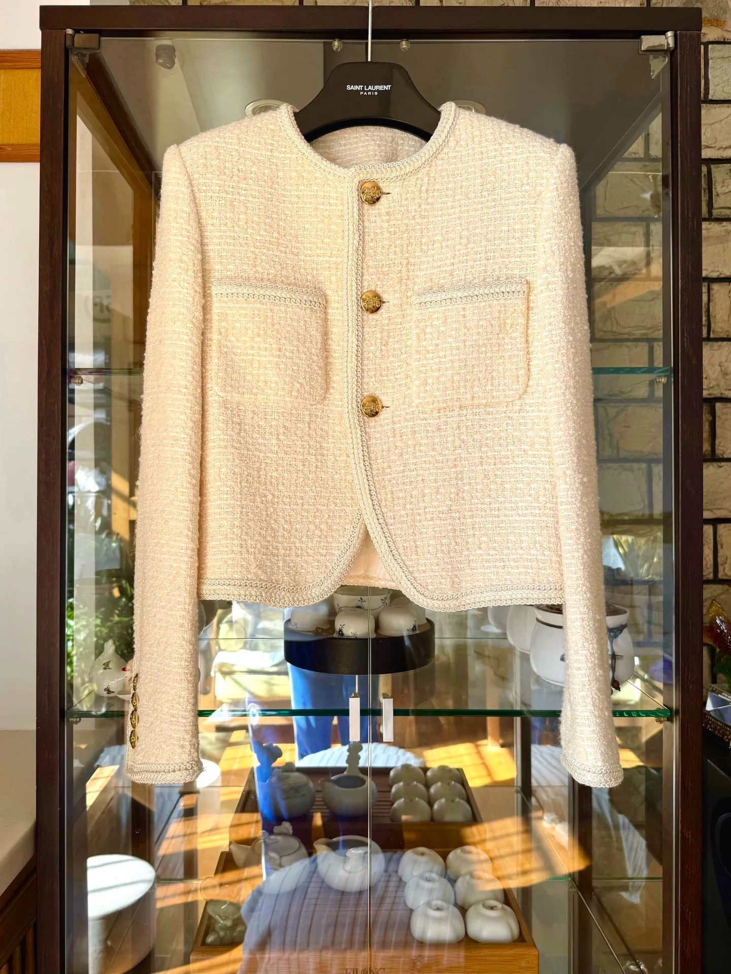 Celine celine white gold button jacket outerwear Size M / US 6-8 / IT 42-44 - 1 Thumbnail