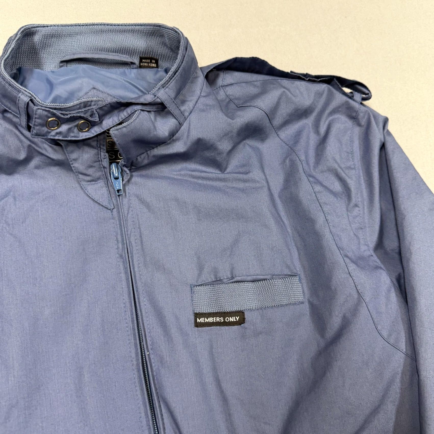 Members Only Vintage Members Only Jacket Mens 38 Blue Bomber Full Zip 80s Hong Kong Classic Lightweight Pockets Stand-Up Collar Zip Solid Reg Erwachsene Mens Size US XXS / EU 40 - 3 Thumbnail