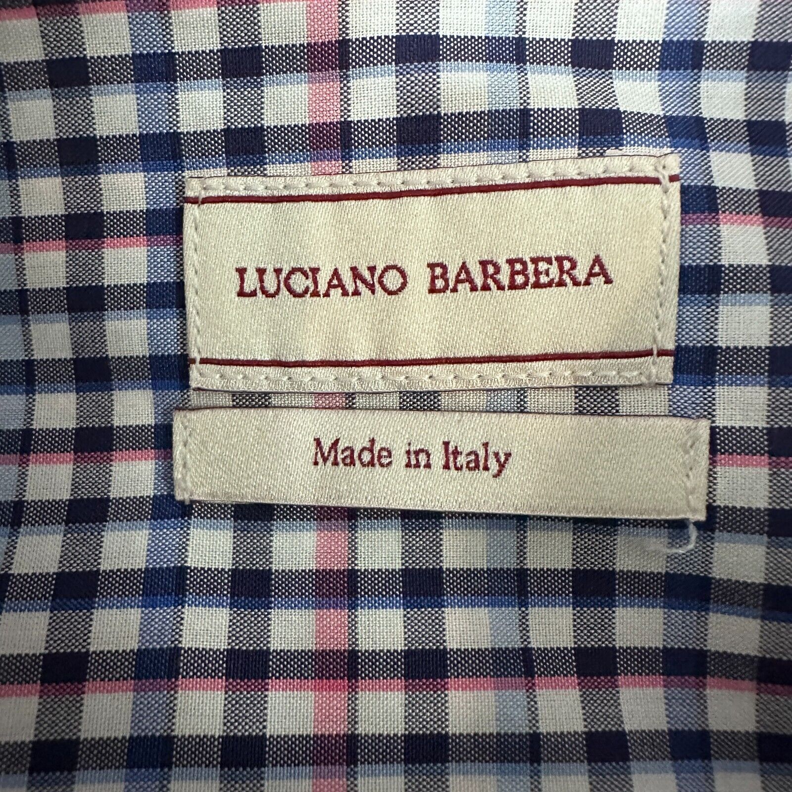 Luciano Barbera Luciano Barbera Shirt Mens Large Blue Pink Gingham Button-Up Size US L / EU 52-54 / 3 - 6 Thumbnail