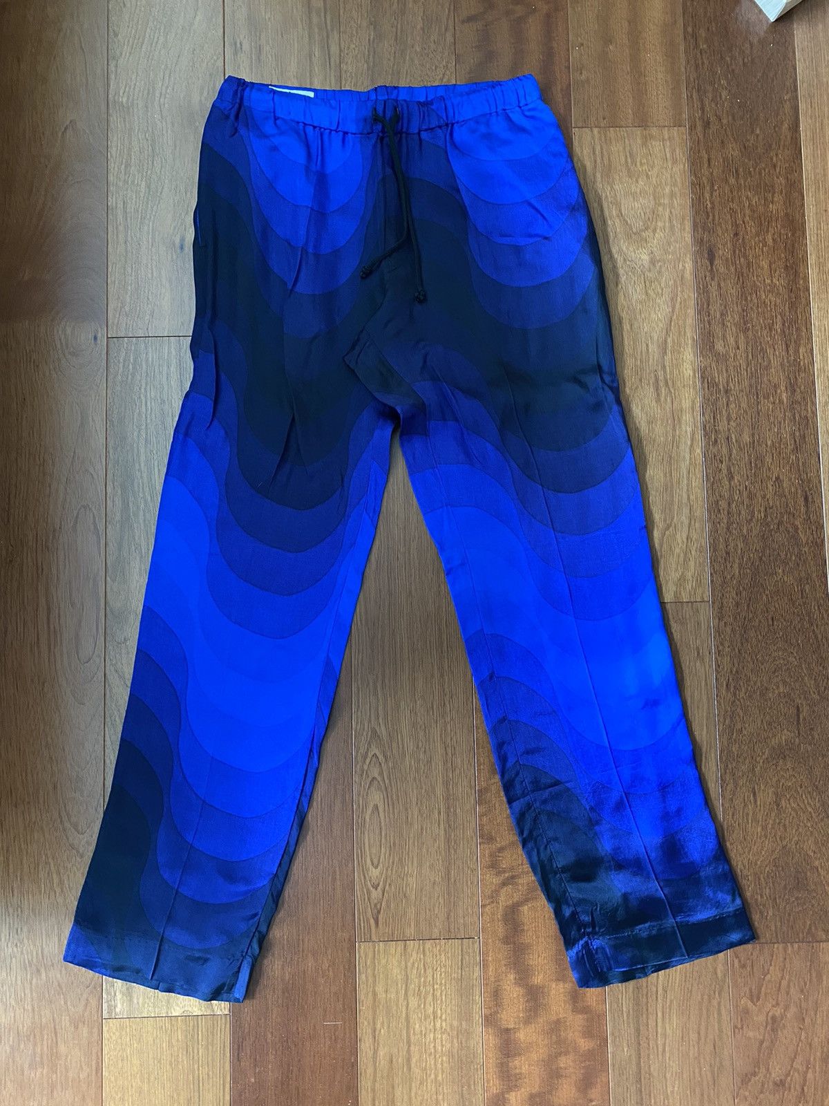 image of Dries Van Noten Verner Panton Ss19 Wave Viscose Pants in Blue, Men's (Size 30)