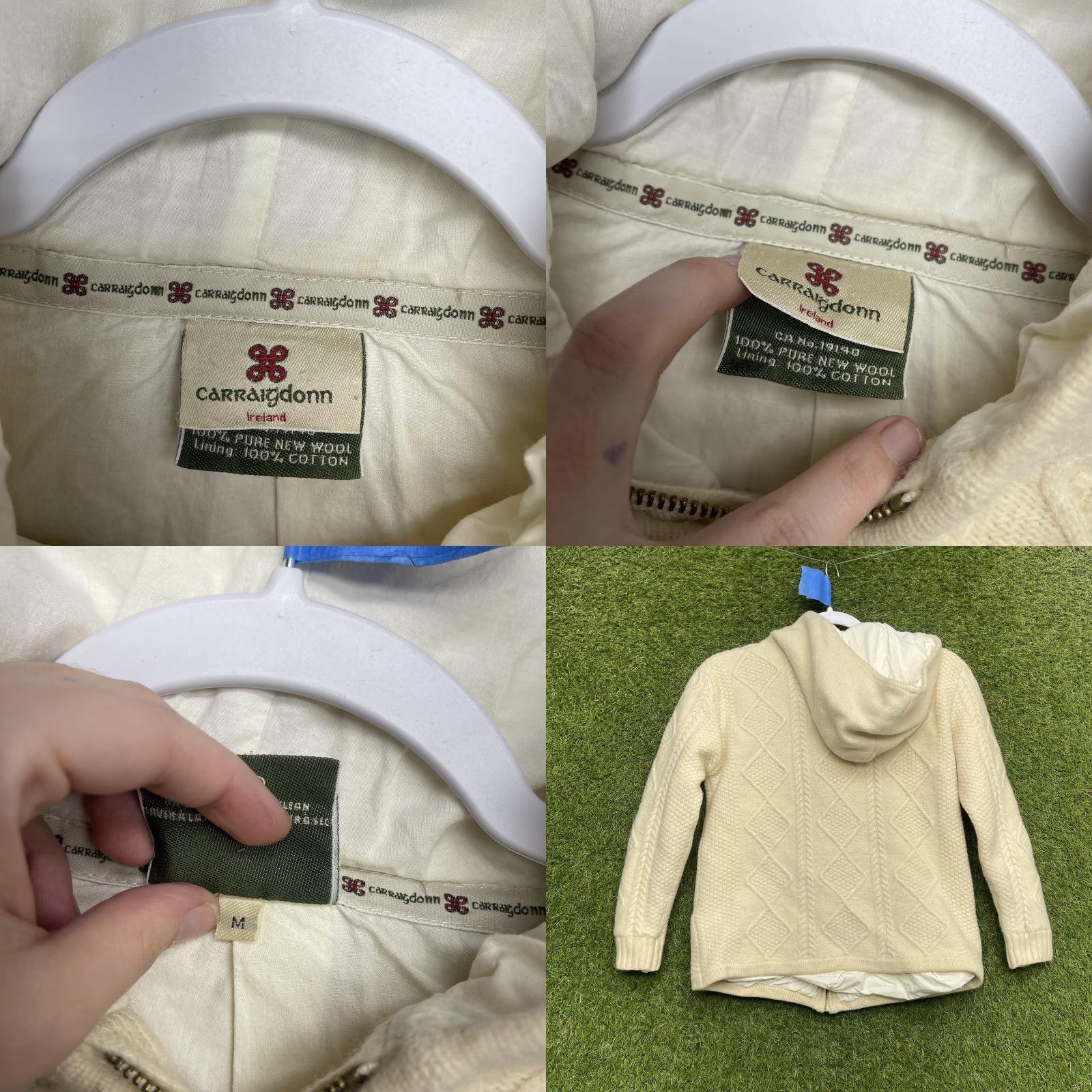 Vintage VINTAGE Carraig Donn Jacket Womens M White Wool Hooded Aran Knit Full Zip Ireland Size M / US 6-8 / IT 42-44 - 8 Thumbnail