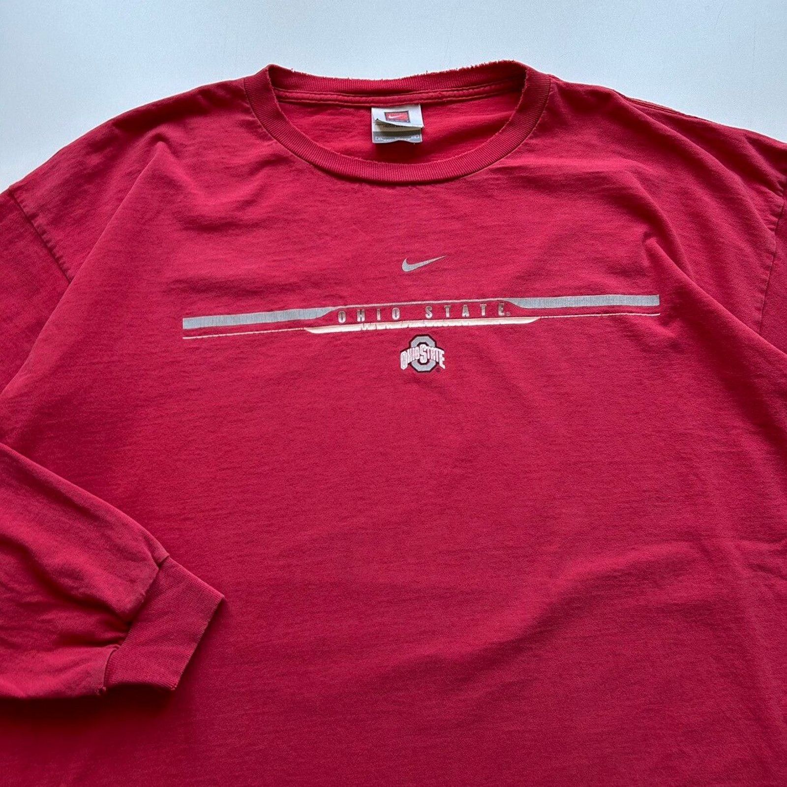 NCAA Vintage 90s Nike Ohio State Center Swoosh Long Sleeve XL Red Size US XL / EU 56 / 4 - 2 Thumbnail