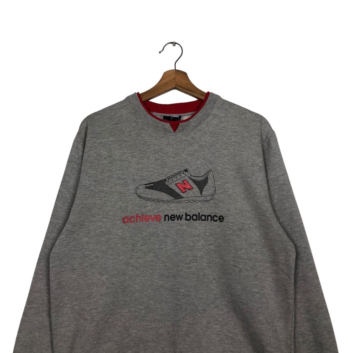 Japanese Brand 📌Vintage Sweatshirt Rich Grey New Balance Big Logo Size US L / EU 52-54 / 3 - 4 Thumbnail
