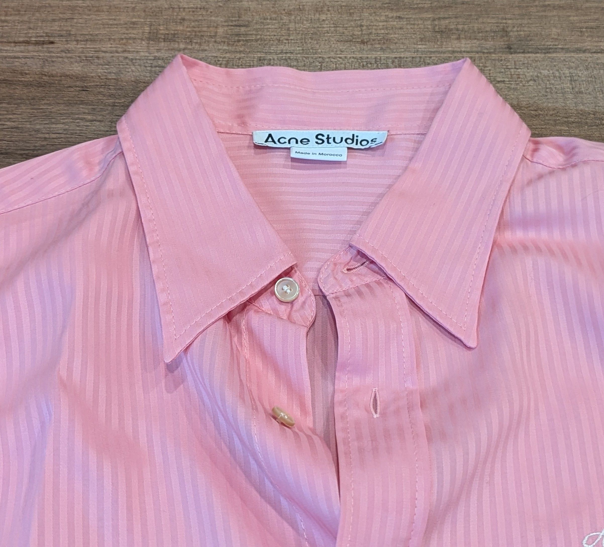 Acne Studios ACNE STUDIOS Tonal Stripe SS Button Up Shirt Pink 50 Size US M / EU 48-50 / 2 - 2 Thumbnail