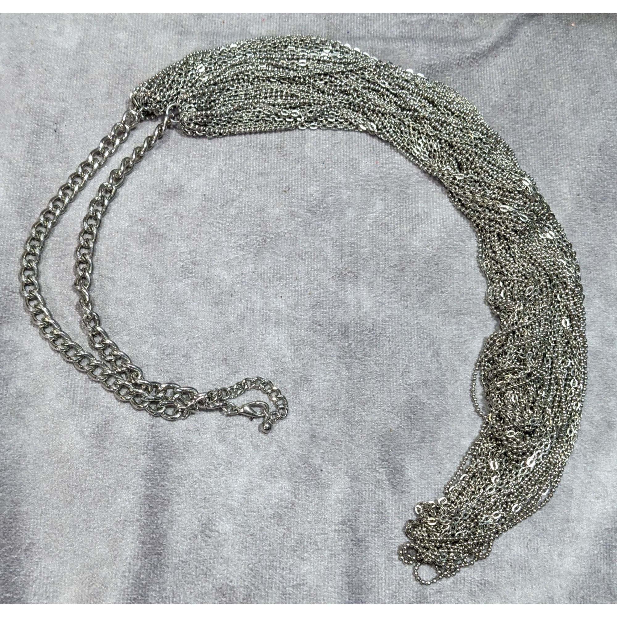 Other Glam Metal Multilayer Silver Tone Chain Necklace Size ONE SIZE - 10 Thumbnail