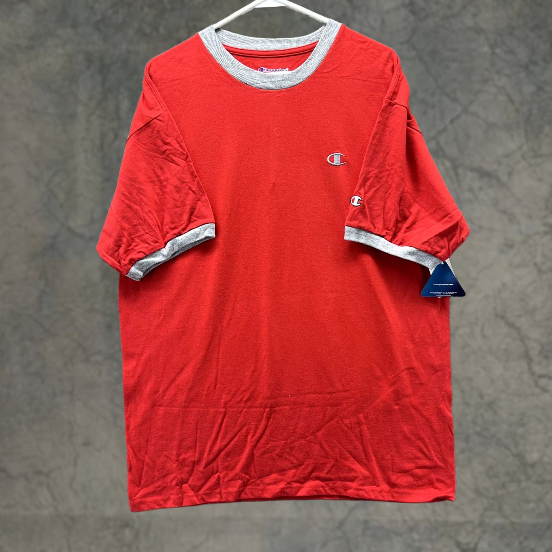 Champion Champion Shirt Mens Large Red Ringer Tee Embroidered C Logo Tagless Short Sleeve Crew Neck Size US L / EU 52-54 / 3 - 1 Thumbnail
