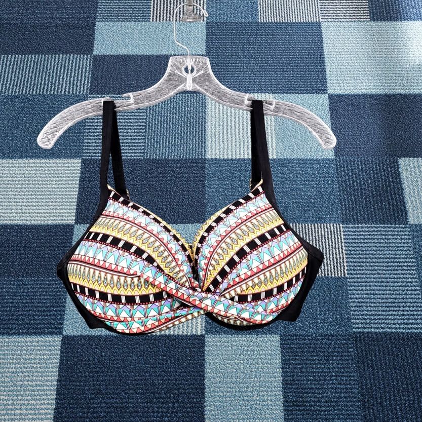 Vintage Gianni Bini Bikini Top Womens 34DD Black Underwired Padded Geometric Swimsuit Top Size XXS / US 00 / IT 34 - 1 Thumbnail