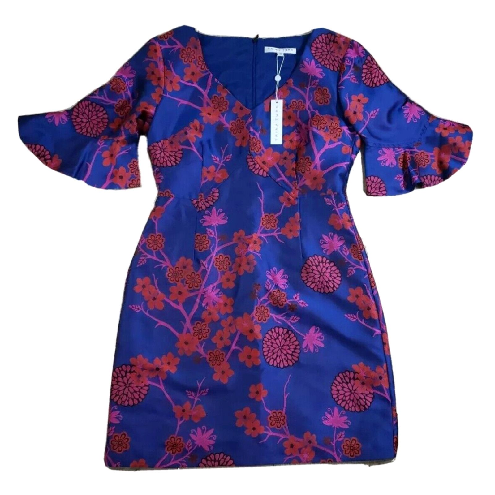 image of New - Trina Turk 10 "petite Sirah" Floral Dress Jacquard Msrp $398 Imperfections in White, Women's 