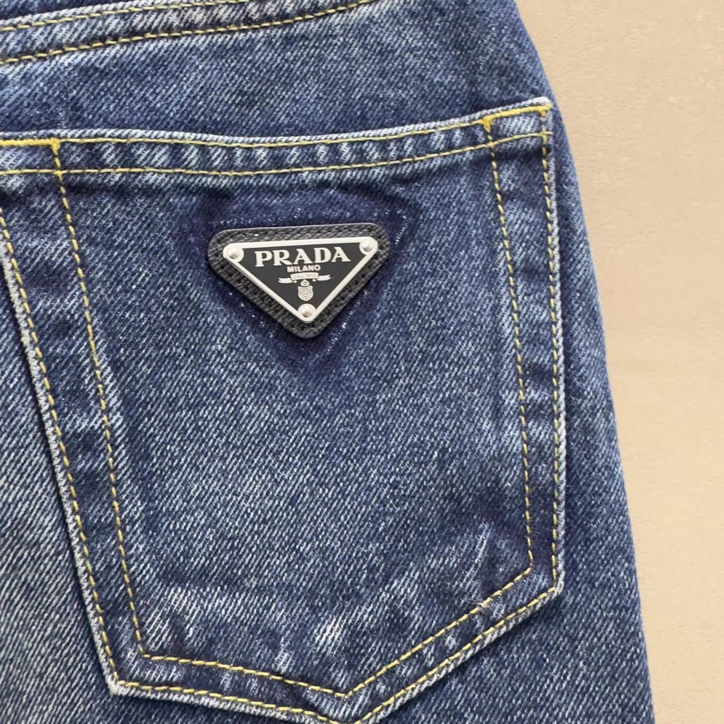 Prada PRADA Denim Skirt 36 IT NWT Triangle Logo Back Size 25" / US 0 / IT 36 - 5 Thumbnail