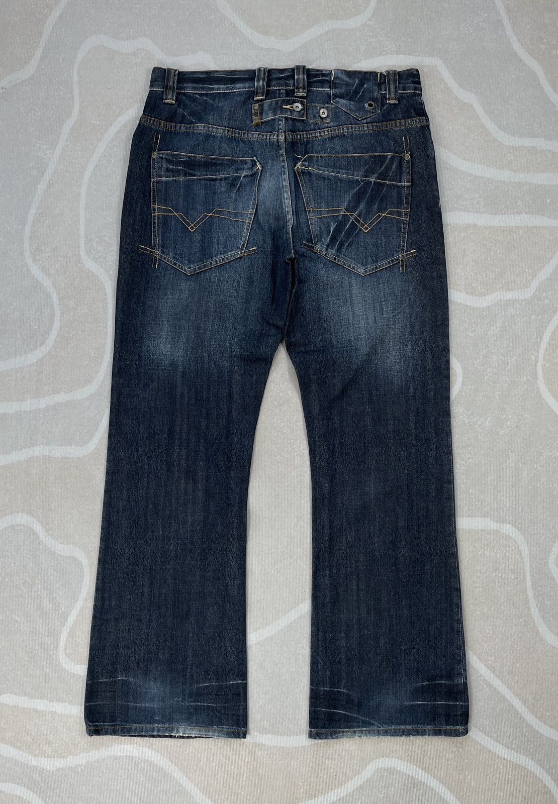 Le Grande Bleu (L.G.B.) Buckle Back Flare Jeans (P48) Size US 33 - 2 Thumbnail