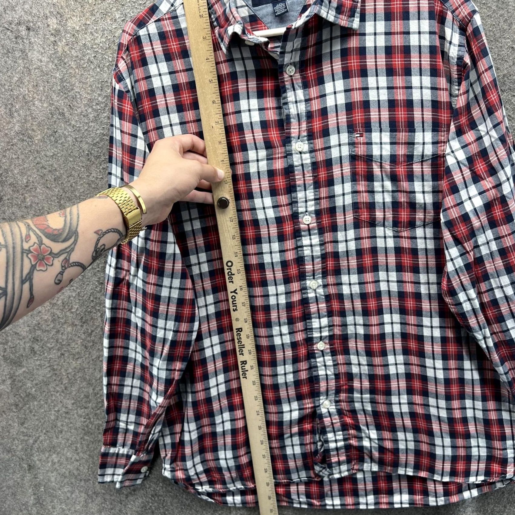 Tommy Hilfiger Tommy Hilfiger Shirt Mens Large Red Blue Plaid Button Front Long Sleeve Cotton Size US L / EU 52-54 / 3 - 5 Thumbnail