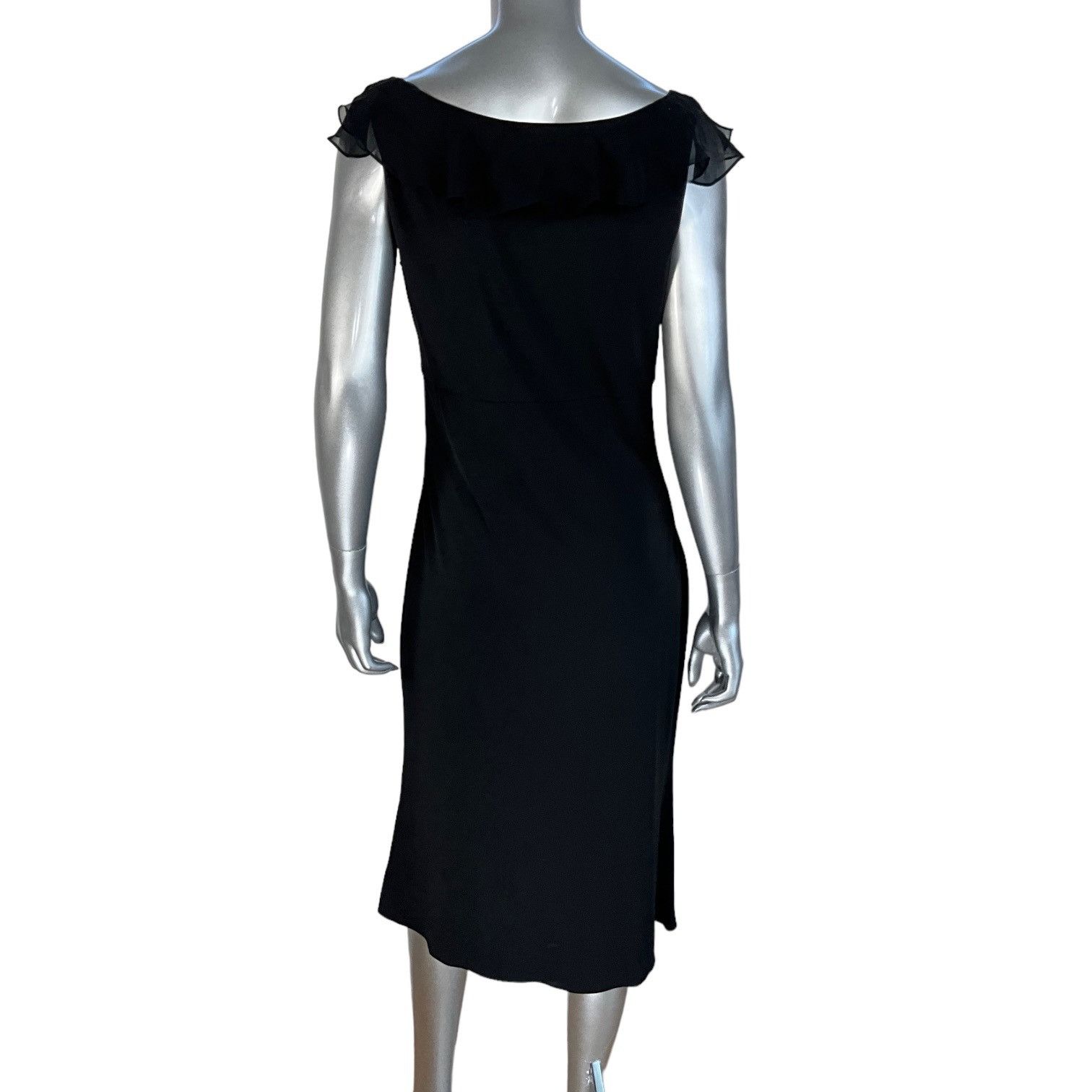 Elie Tahari Elie Tahari Maggie Silk Blend Black Midi Dress Size XL / US 12-14 / IT 48-50 - 8 Thumbnail