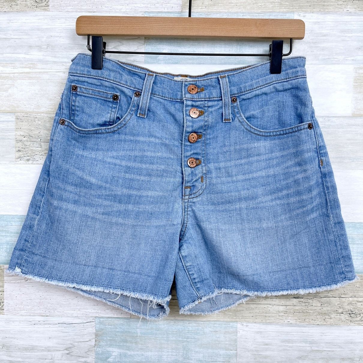 J.Crew J Crew Denim Button Fly Cut Off Denim Shorts Womens 27 Size 27" / US 4 / IT 40 - 1 Thumbnail