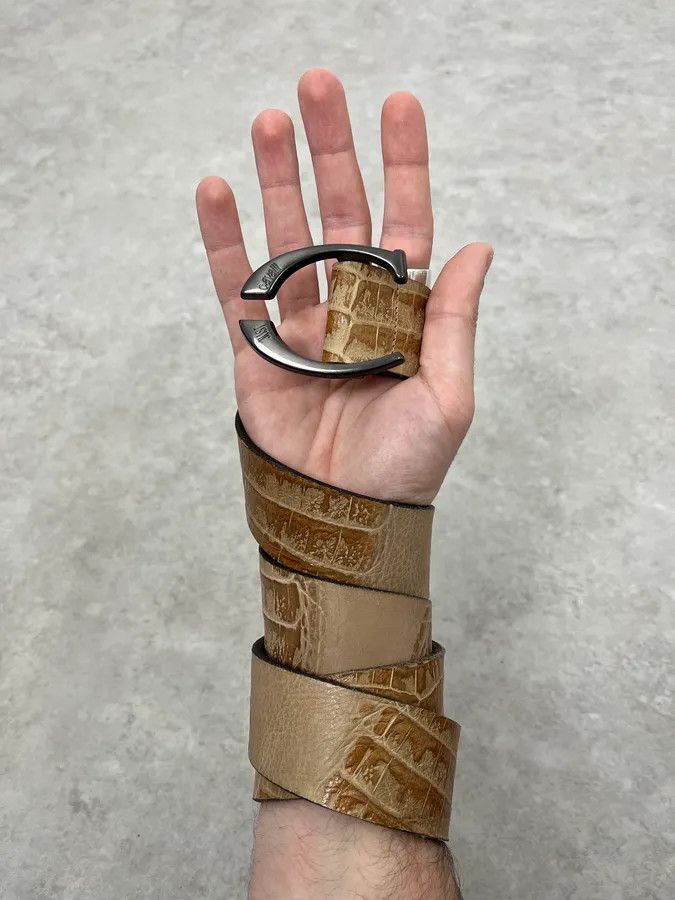 Just Cavalli 2000s Cavalli Beige Crocodile Effect Leather Belt Size ONE SIZE - 2 Thumbnail