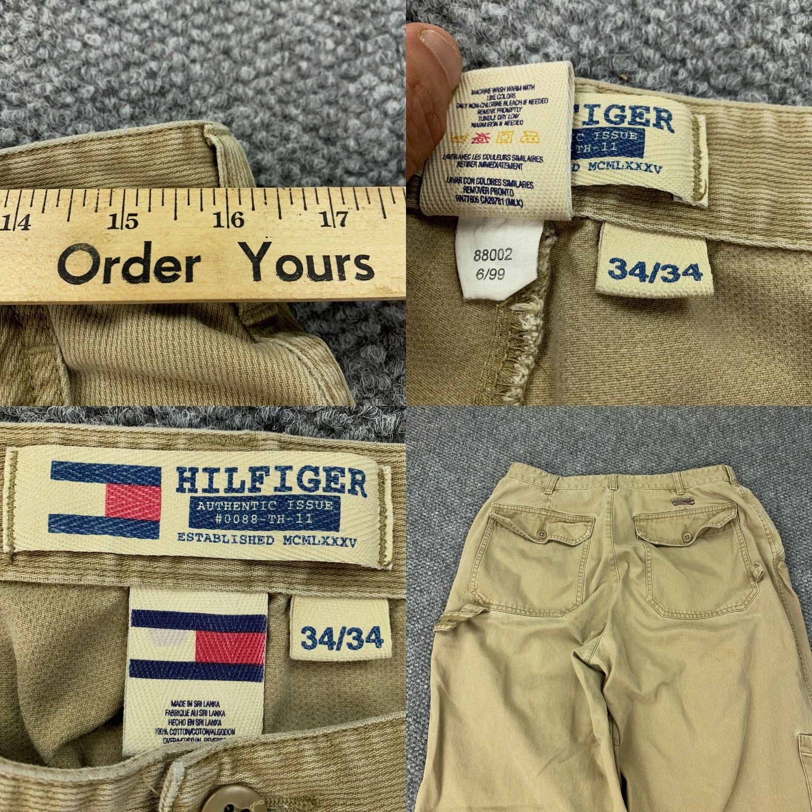 Tommy Hilfiger VINTAGE Tommy Hilfiger Cargo Pants Men 34 Waist Corduroy Relaxed Fit Straight Leg Retro 90s Grunge Beige Size US 34 / EU 50 - 8 Thumbnail