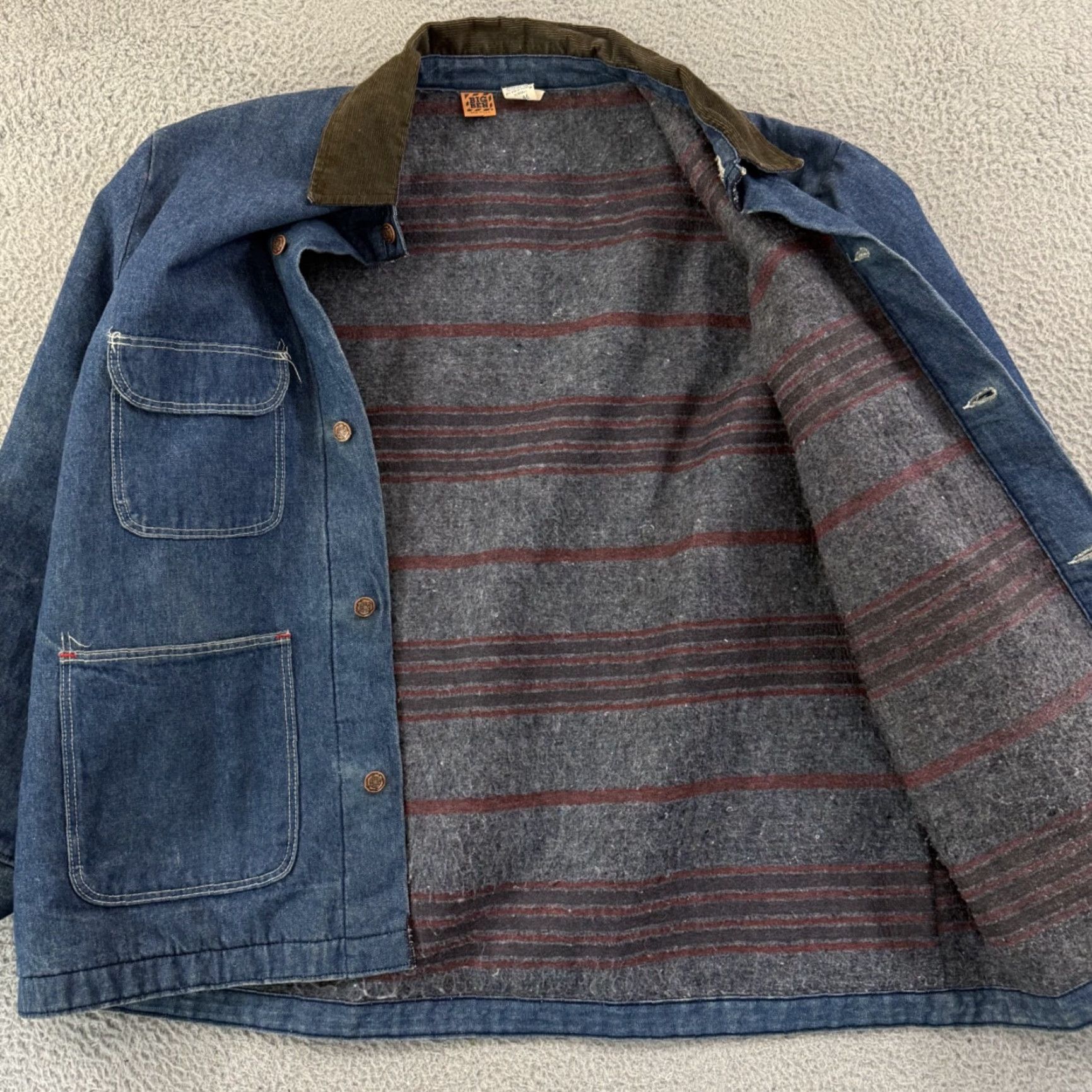Denime VINTAGE Big Ben Coat Denim Jacket Mens 46 Blue Chore Workwear Outdoor Lined Polyester Insulation All Seasons Long Coat Size US S / EU 44-46 / 1 - 7 Thumbnail