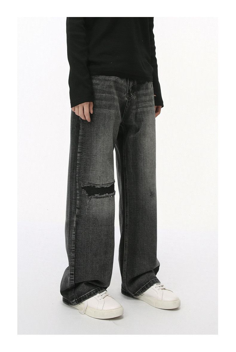 Japanese Brand × Jean Gray washed vintage loose versatile ripped jeans Size US 34 / EU 50 - 6 Thumbnail