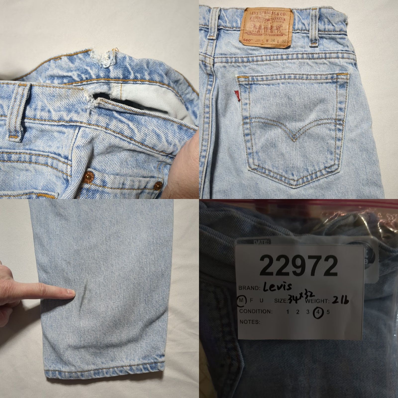 Levi's VTG Levi's 560 Loose Fit Tapered Leg Jeans Light Wash 34x32 Made in USA 90s Men Jeans Size US 34 / EU 50 - 9 Thumbnail