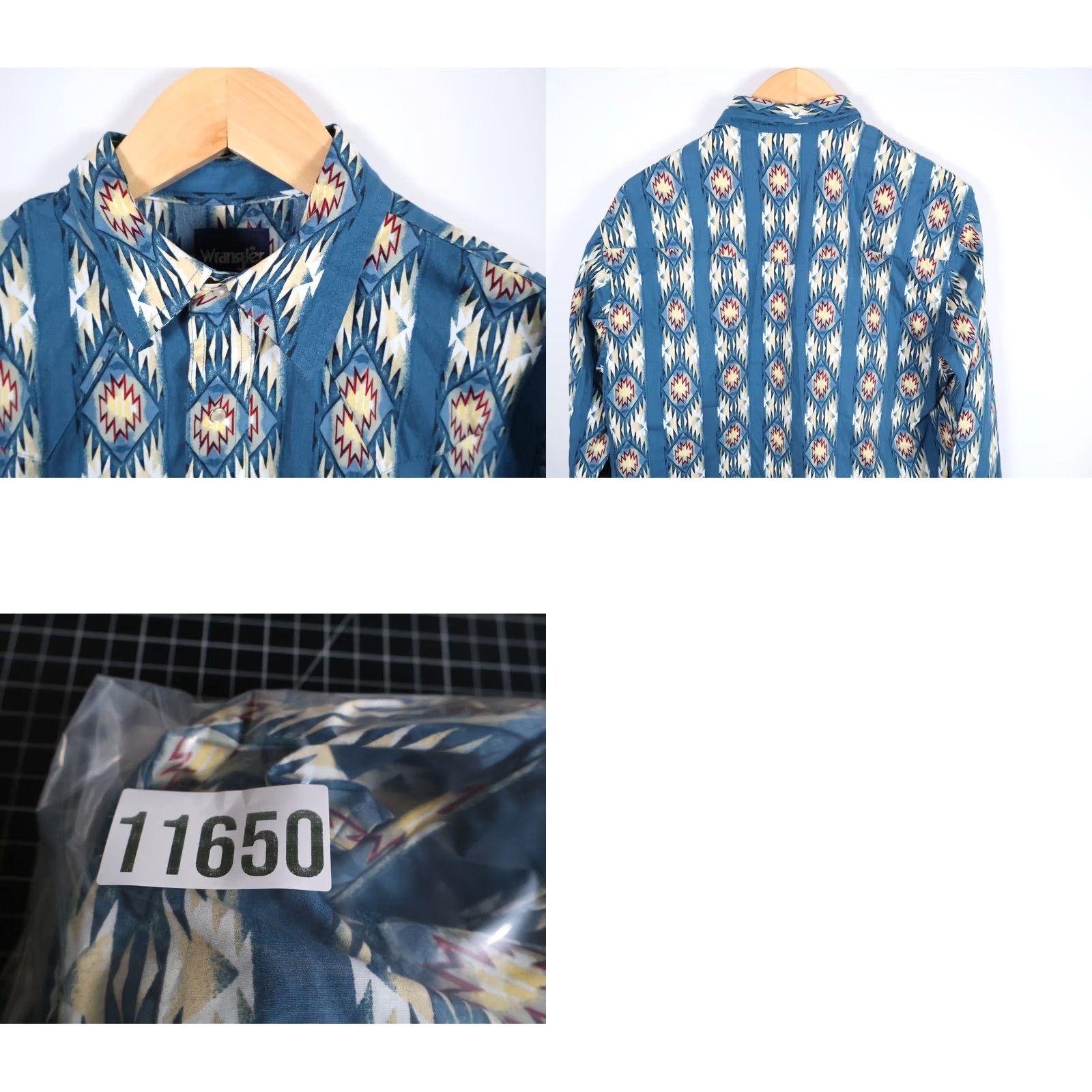 Wrangler VINTAGE Wrangler Western Shirt Men's Large Blue Aztec Pattern Navajo Southwestern Shirt Size US L / EU 52-54 / 3 - 9 Thumbnail
