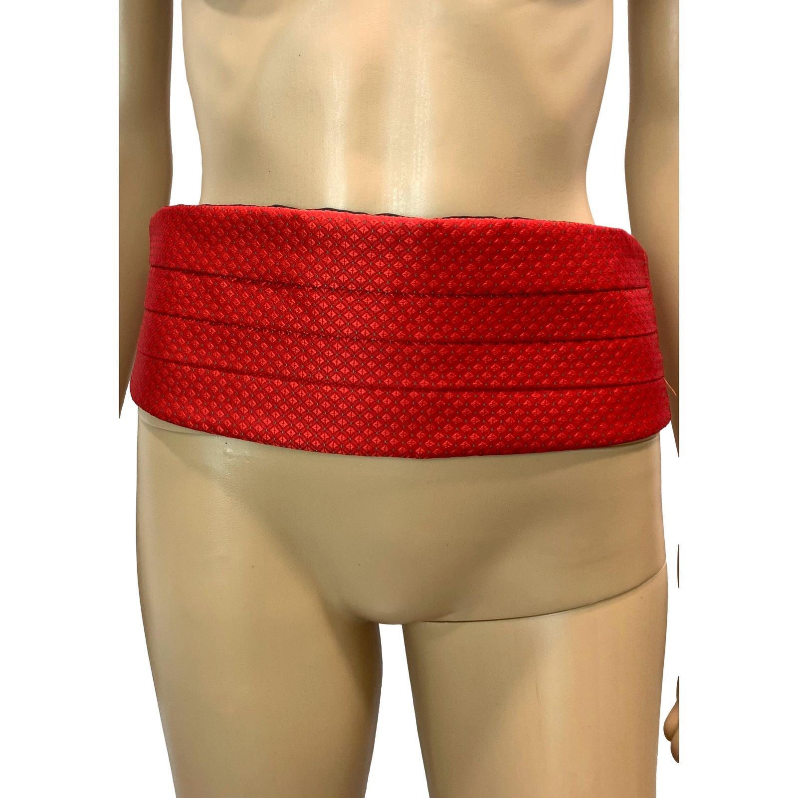 Vintage Vintage Red Patterned Cummerbund Sash Belt Adjustable Size ONE SIZE - 2 Thumbnail