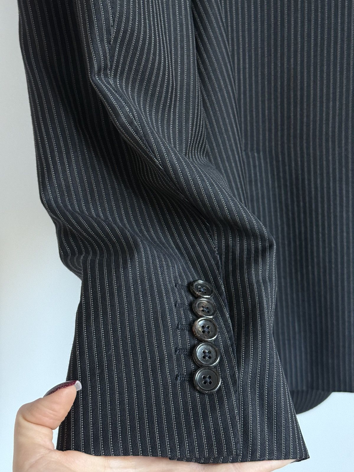 Gucci × Tom Ford × Vintage Gucci Vintage Wool Dark Navy Striped Blazer Jacket Size 50R - 5 Thumbnail