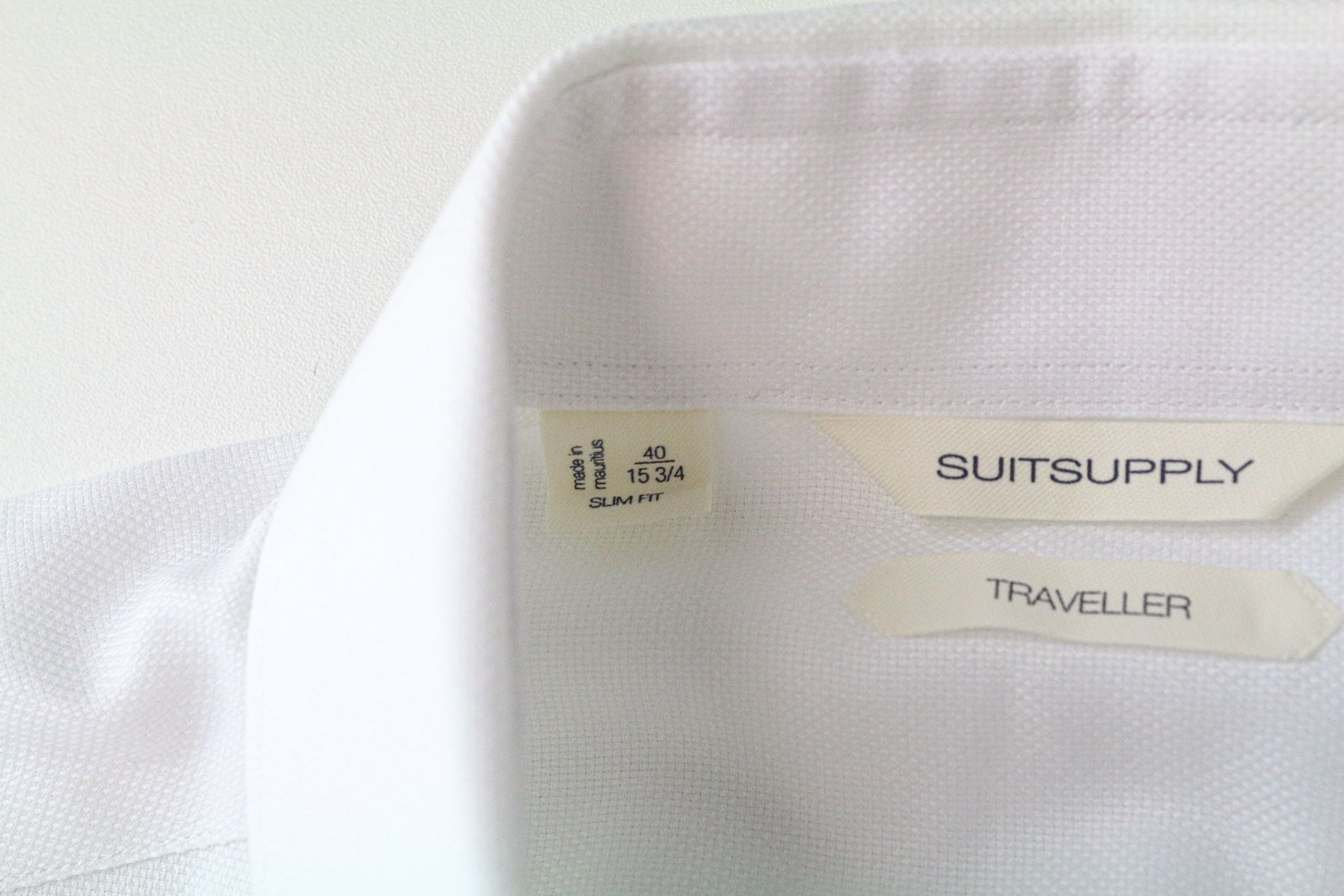 Suitsupply TRAVELLER 40/15 3/4 Slim White Cotton Shirt 79529 Size 40R - 5 Thumbnail