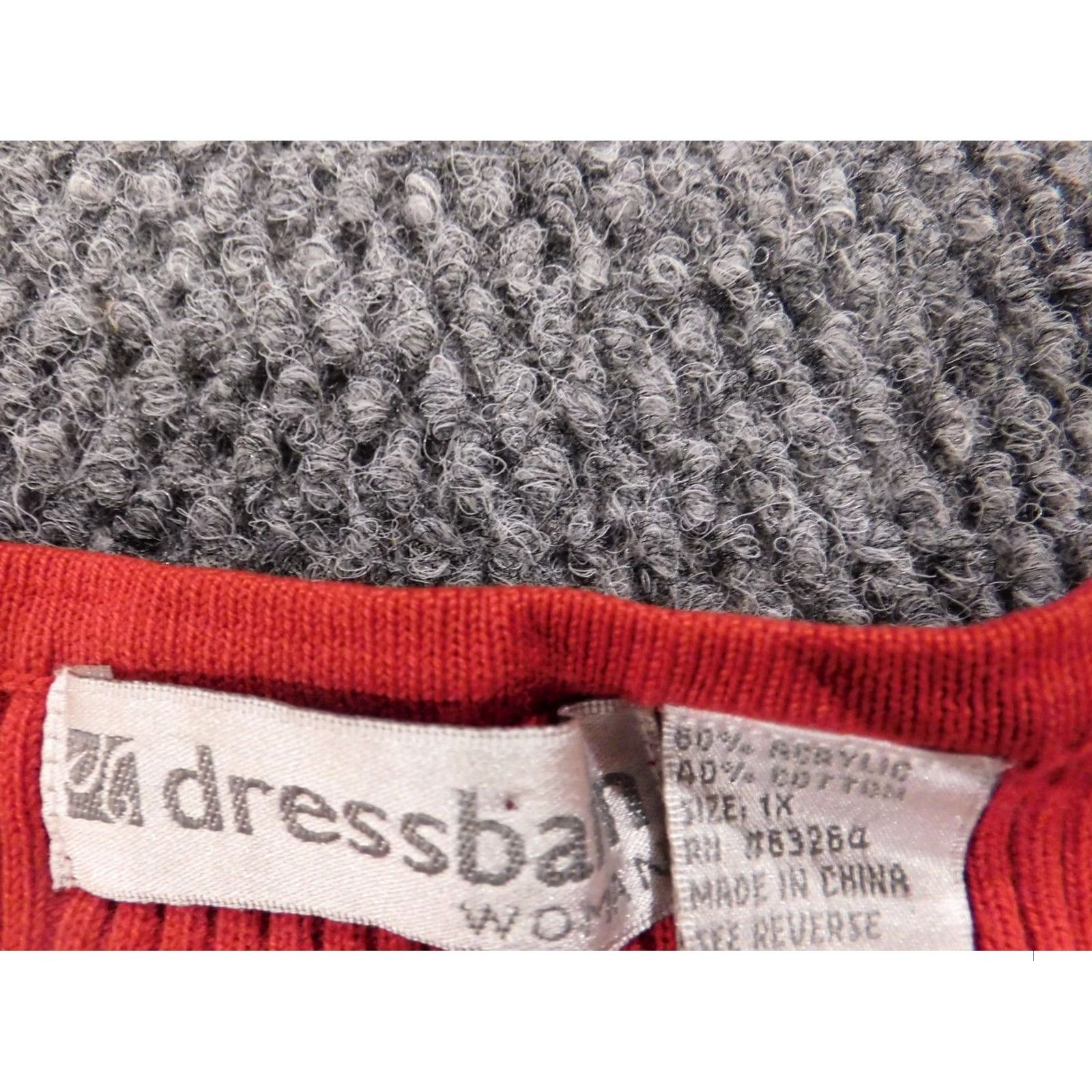 Vintage Dressbarn Blouse Shirt Womens 1X plus Red Stretch pullover Crew Neck 3/4 Sleeve Casual Solid Acrylic Cotton Rayon Ruffle Basic Regular Size M / US 6-8 / IT 42-44 - 4 Thumbnail
