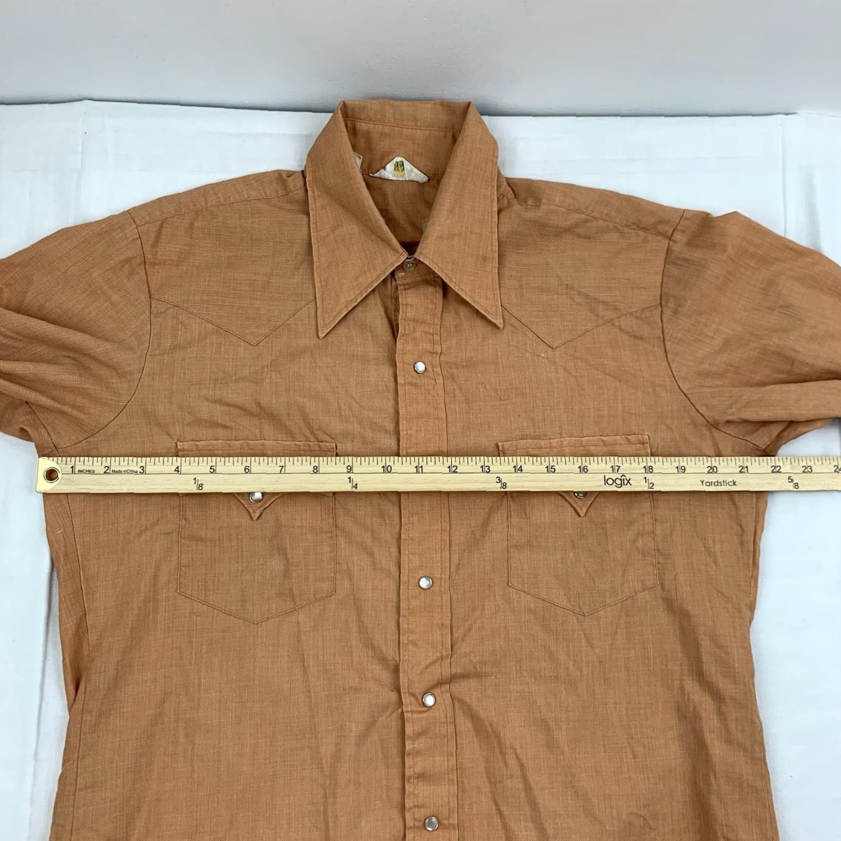 Vintage Vintage Permanent Press Western Shirt Adult Large Long Sleeve Snap Closure Orange Casual 80s Cowboy Outdoors Men Size US L / EU 52-54 / 3 - 7 Thumbnail