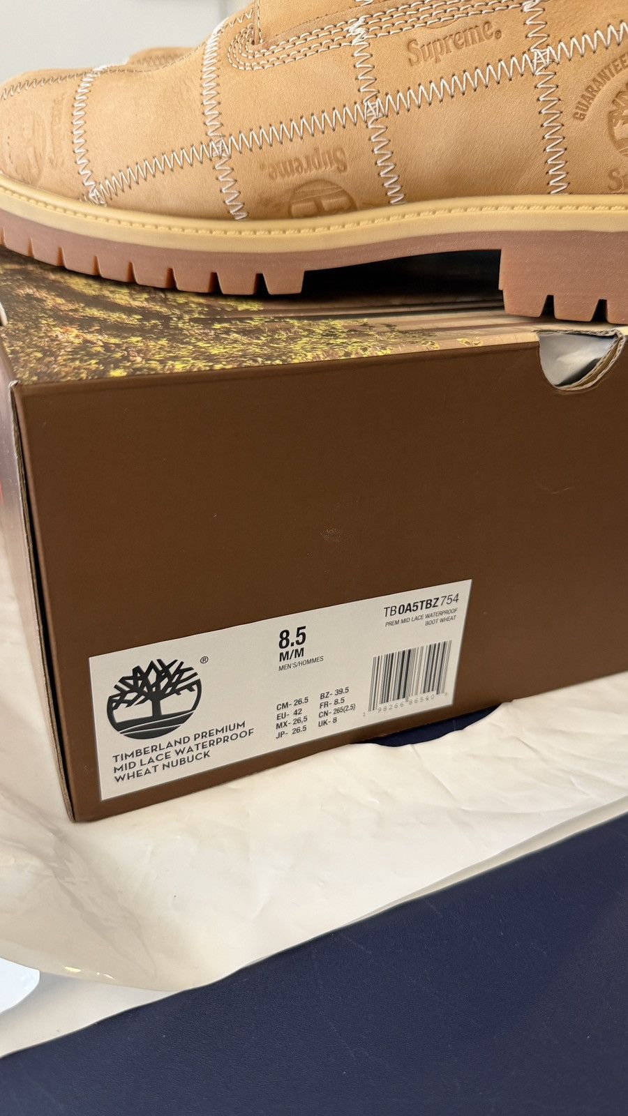 Supreme × Timberland SupremeXTimberland Premium Mid Lace Waterproof Wheat Nubuck Size US 8.5 / EU 41-42 - 10 Thumbnail
