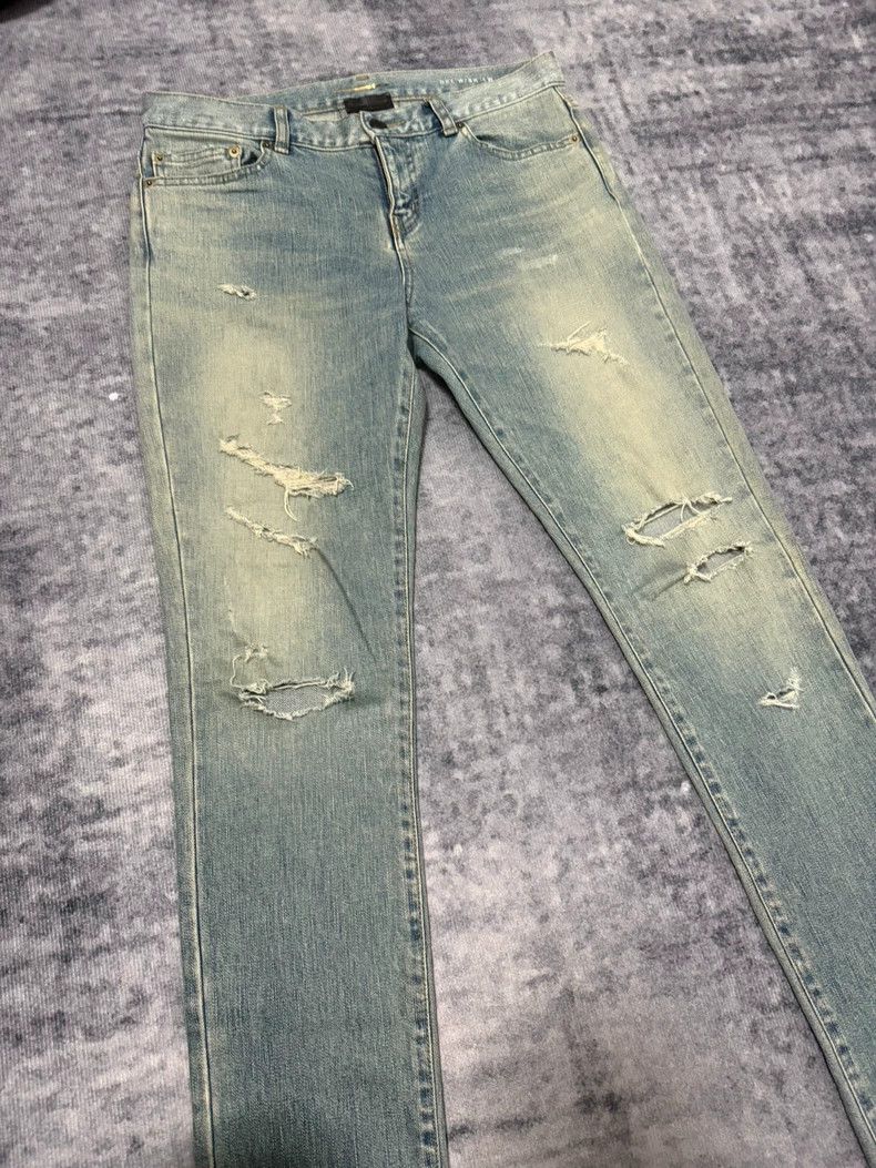 Saint Laurent Paris Saint Laurent Paris 16 FW Light Blue Yellow Mud Erosion Big Size US 28 / EU 44 - 3 Thumbnail