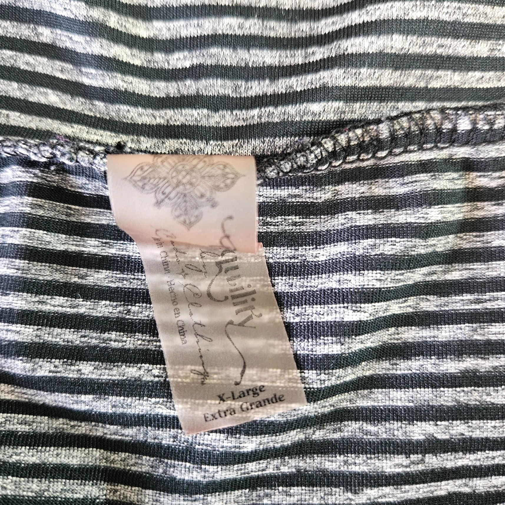 Vintage Tranquility Womens Skirt Sz XL Black Gray Stripes Pull On A-Line Short Size 40" / US 18 - 4 Thumbnail