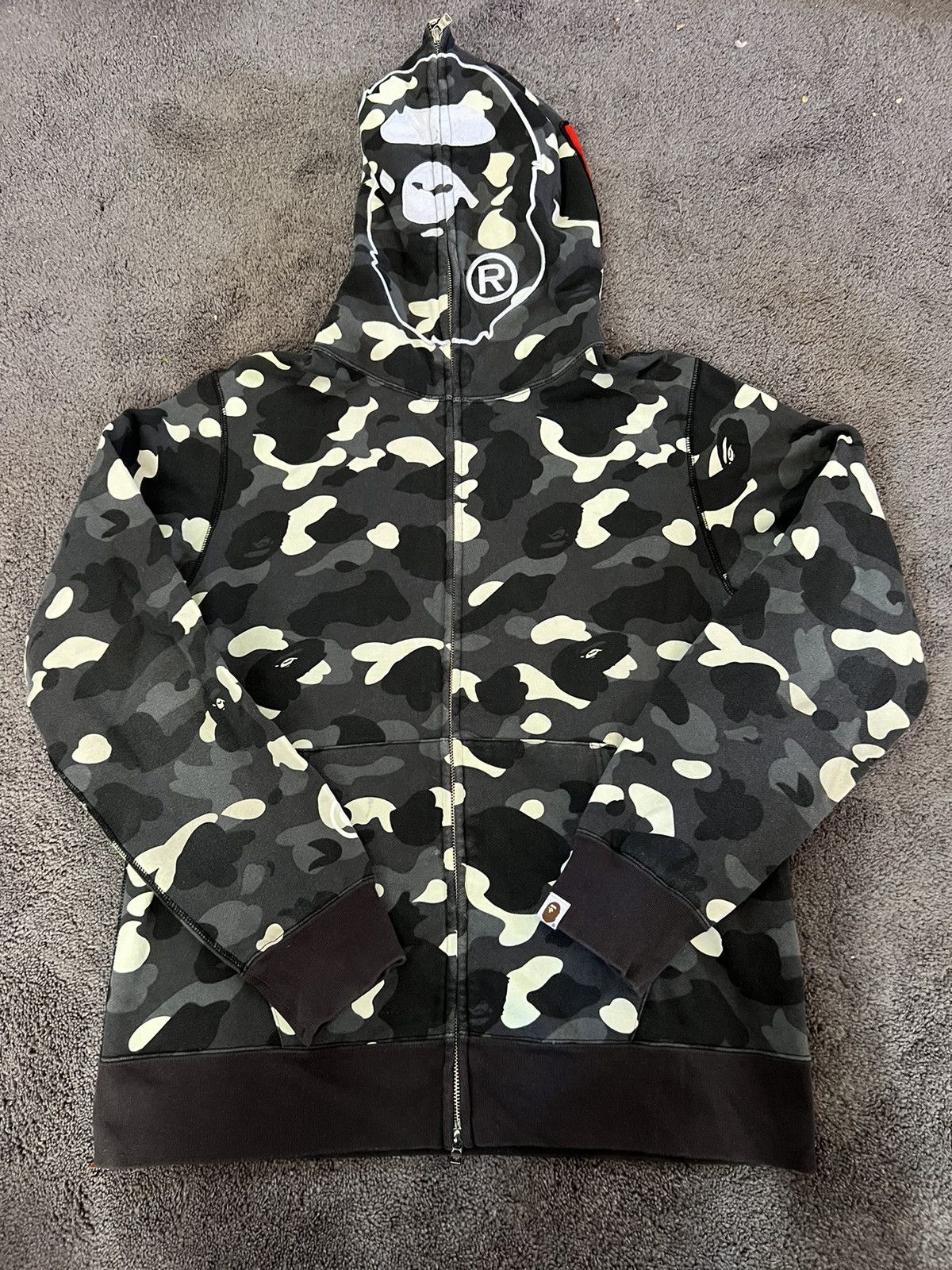 image of Bape City Camo 2Nd Ape Full Zip Hoodie in Black, Men's (Size XL)